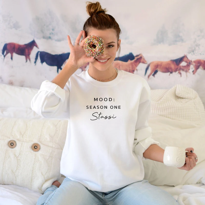 

Mood Season One Stassi Sweatshirts New Fashion Women Tumblr Letter Print Hoodies Casual Long Sleeve Jumper Statement Pullover