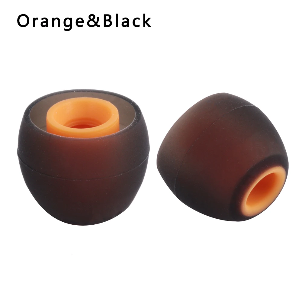 Универсальные 6 шт/3 пары 3,8 мм наушники-вкладыши Замена силиконовых резиновых ушей Высококачественные наклейки на конце и прочные - Цвет: S  black orange