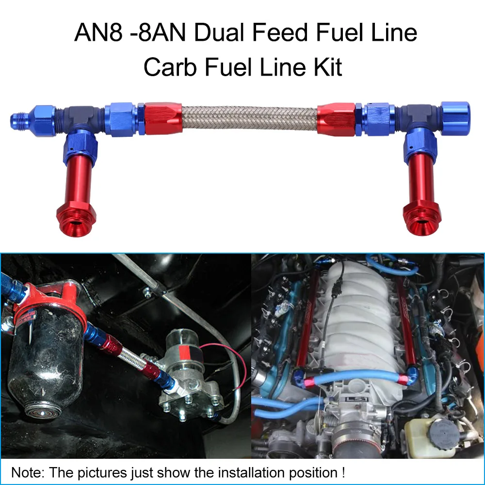 Buy AN8 8AN Dual Feed Fuel Line Carb Fuel Line Kit