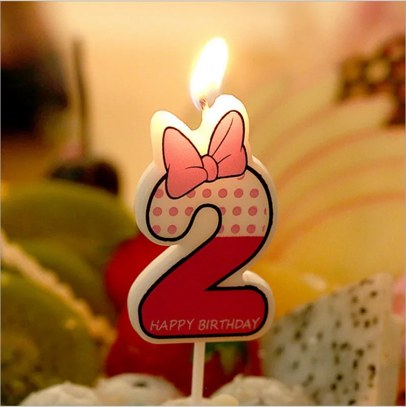 Номер 0-9 Микки Минни Маус Свеча Для детей день рождения свеча украшение торт Кекс Топпер украшения для вечерние - Цвет: Pink2