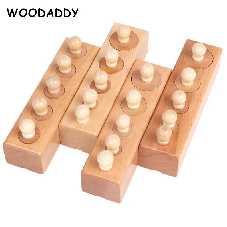 

Montessori Socket Cylinder 4 Pcs/Set Wooden Toys For Kids Preschool Teaching Aids Pink Tower Educational Toys Children Gift