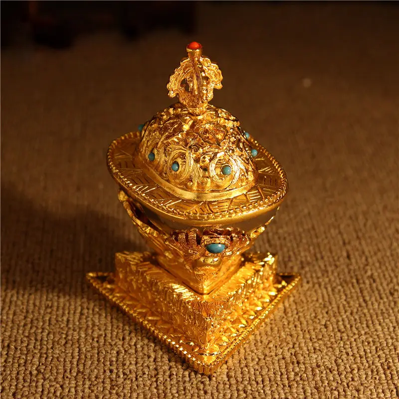 Тибетская танра буддистский алтарь должен быть благословен 6,5X10 см золотой позолоченный габбра капаля