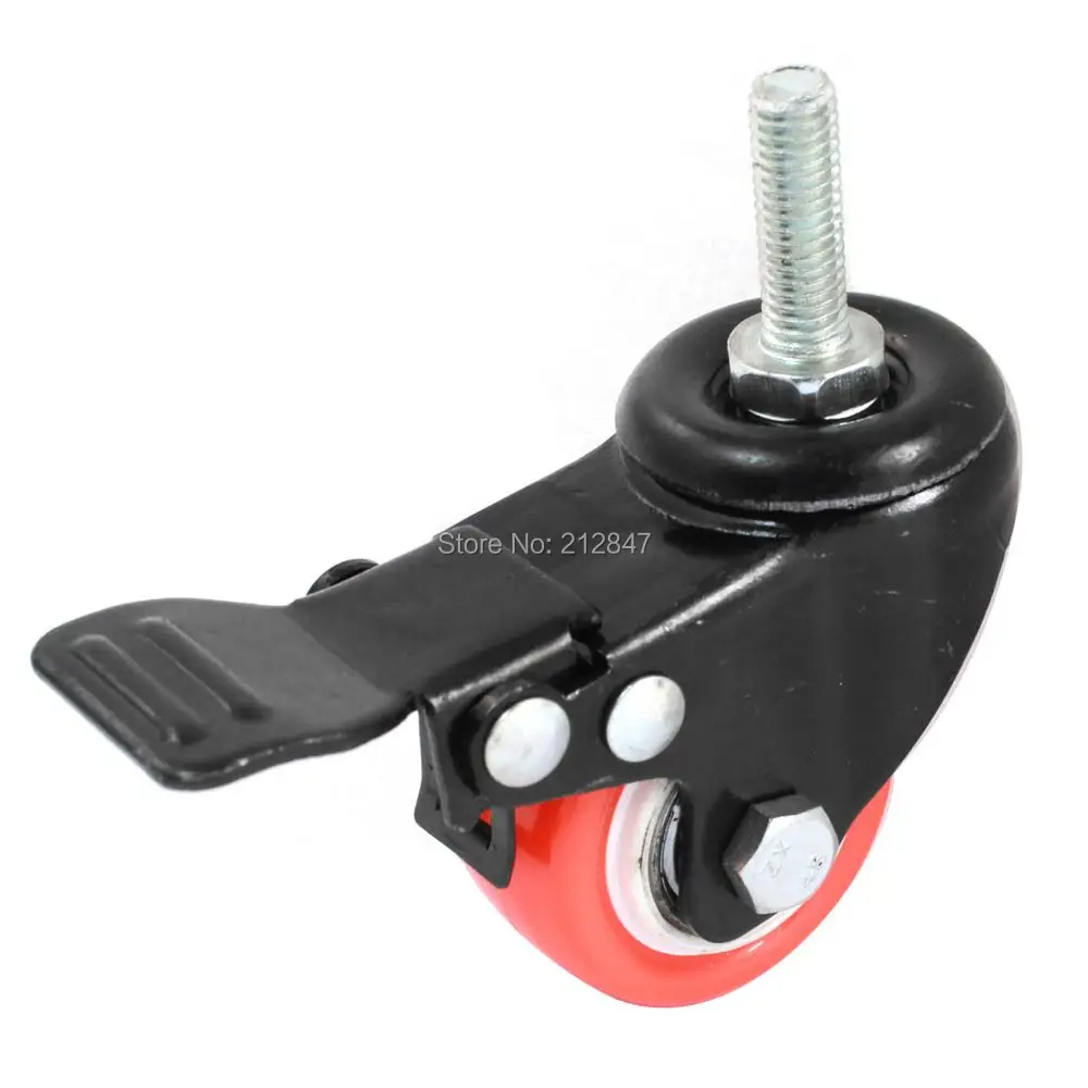 

Bakery Laundry Cart 8mm Male Thread 1.5" Round Wheel Brake Furniture Casters Black Orange