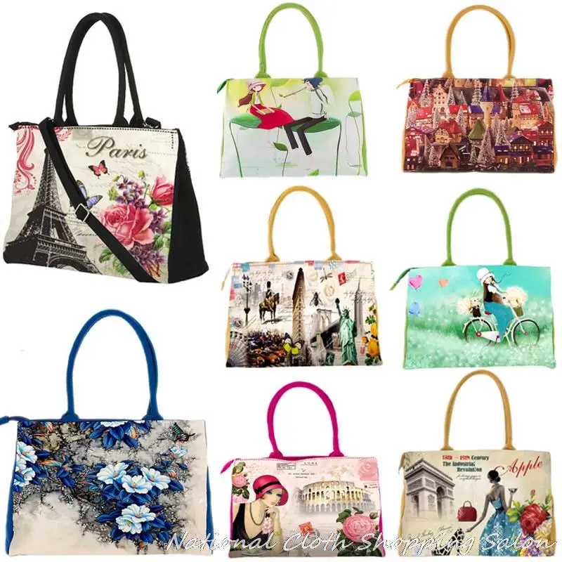 2015 Nuevo Bolso de La Lona de La Vendimia de ocio tela Pintado Patrón de la