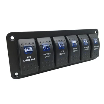 

Waterproof 6 Gang 2LED Light Rocker Switch Panel Circuit Breaker 12V boat marine