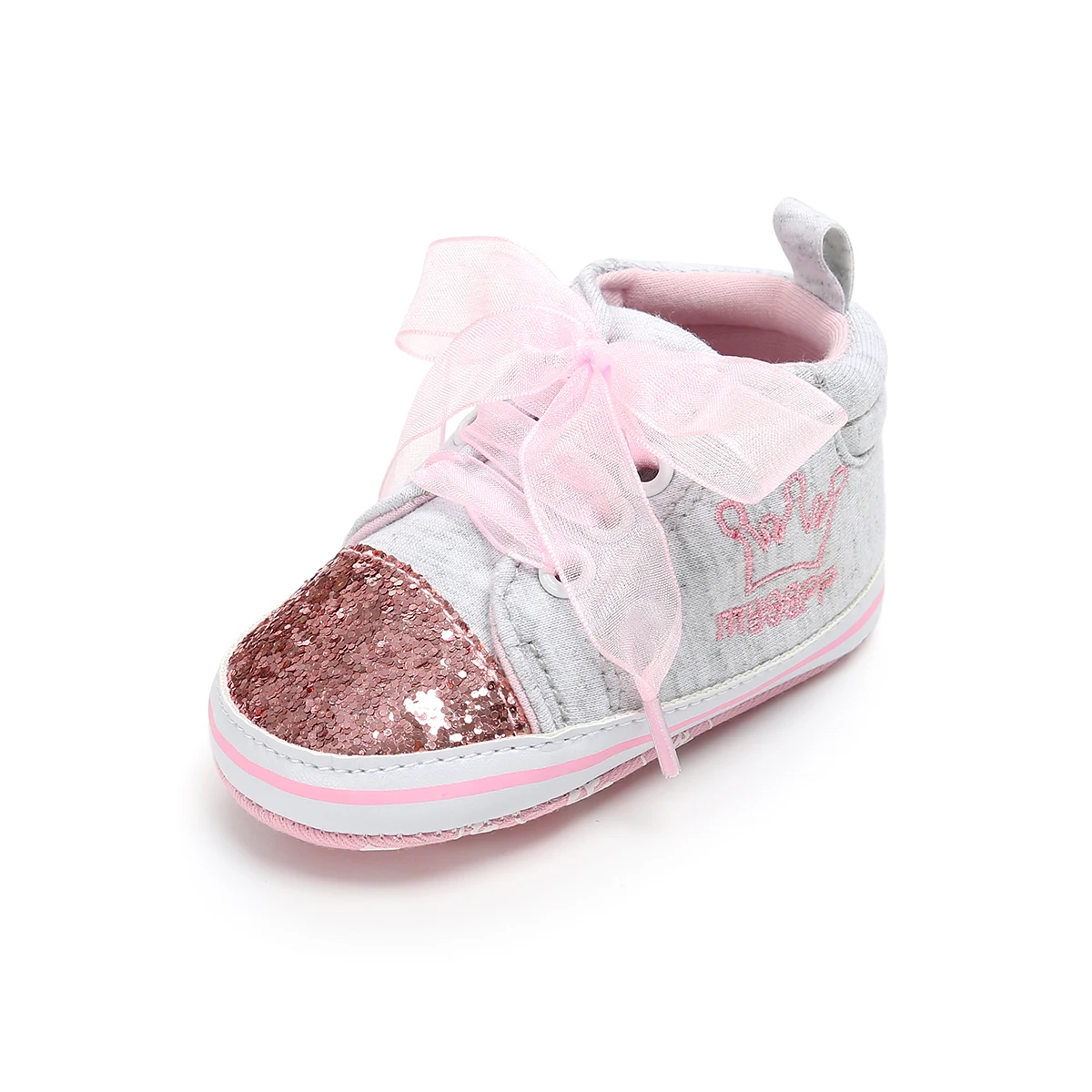 Pudcoco/Обувь для новорожденных девочек; парусиновая детская обувь для малышей; обувь для новорожденных девочек с короной и мягкой подошвой