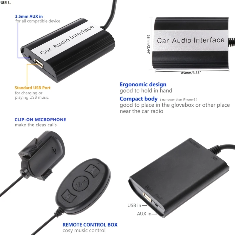 1Set Handsfree Car Bluetooth Kits MP3 AUX Adapter