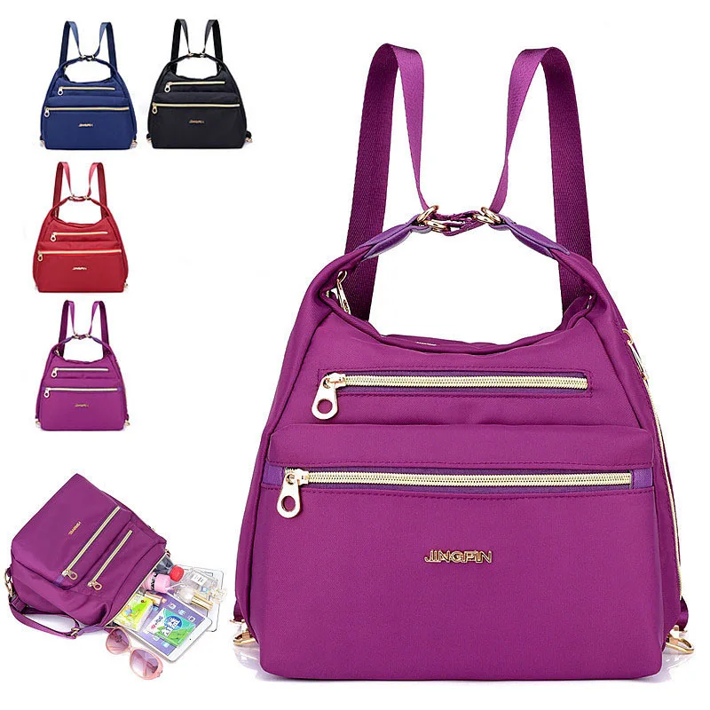 

Outdoor Nylon Material Waterproof Women's Small Backpack Multi-function Oblique Cross Bag for Female