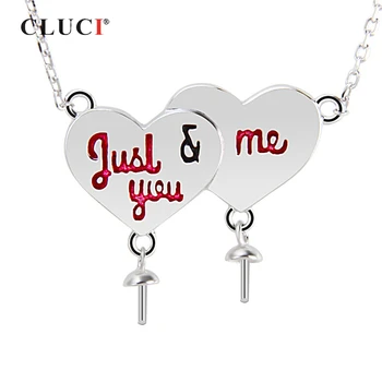 

CLUCI JUST YOU AND ME 925 Sterling Silver Women Valentine Gift Jewelry Love Heart Pendant Necklace with Adjustable Chain SN033SB