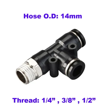 

GOGO three joint thread side 3 way hose conector pneumatic air valve tee fitting 14mm 1/4 3/8 1/2 BSP triangle