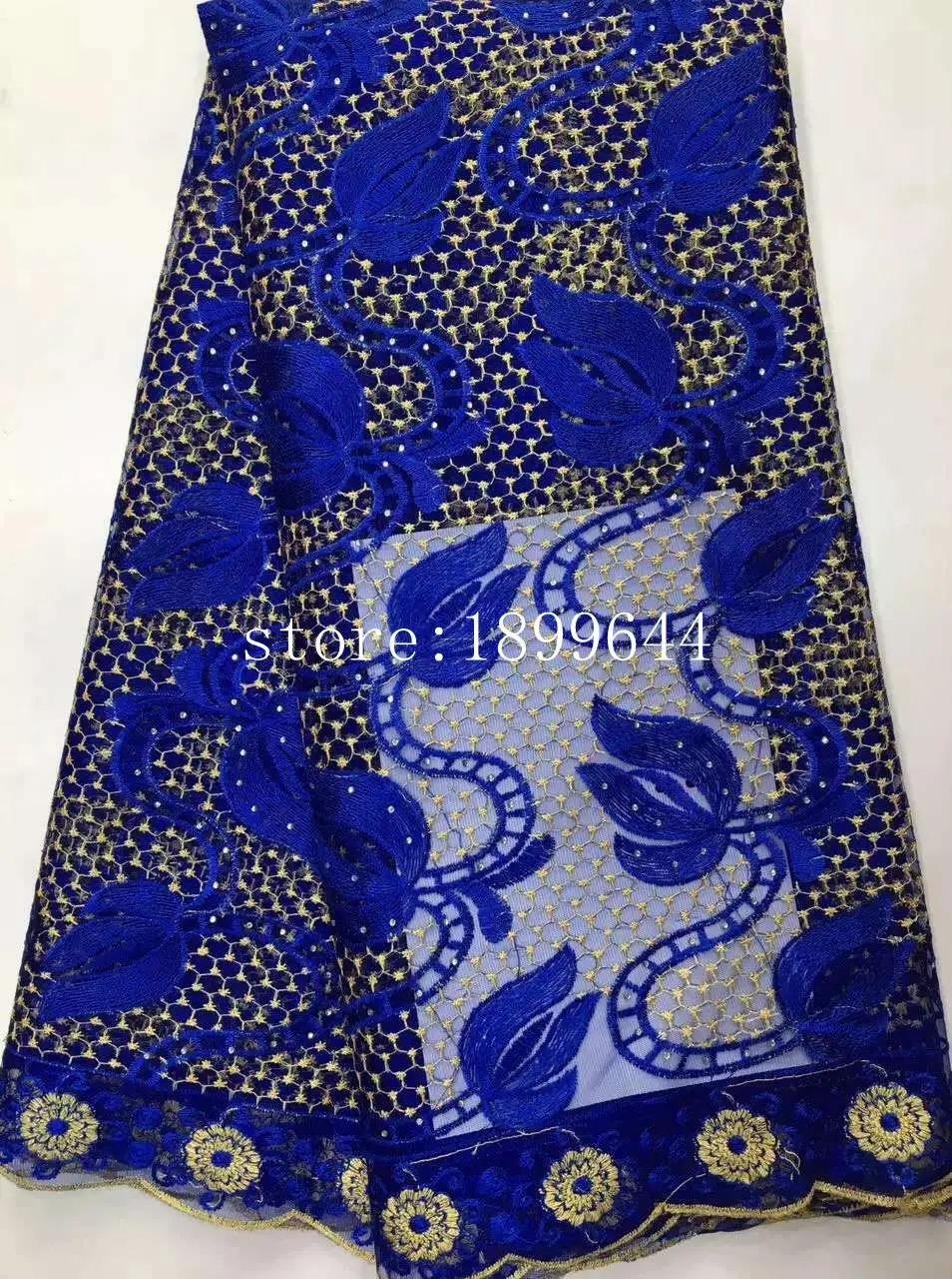 royalblue Color Tulle Embroidered Net Lace African French Laces Fabrics High Quality Nigerian 2016 With Stones. | Дом и сад