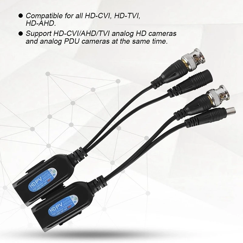 

New 1 Pair DC-8MHZ Passive CCTV Coax BNC Video Power Balun Transceiver to RJ45 Connector