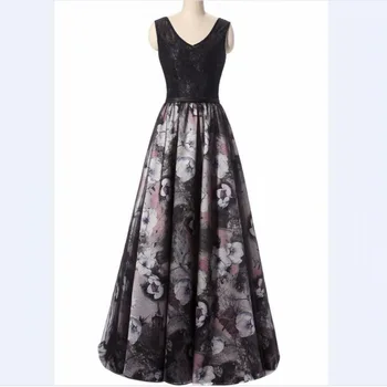 

New Arrival Vintage V-neck Embroidery Flowers Decorated Mother of Bride Dress madre de los vestidos de novia