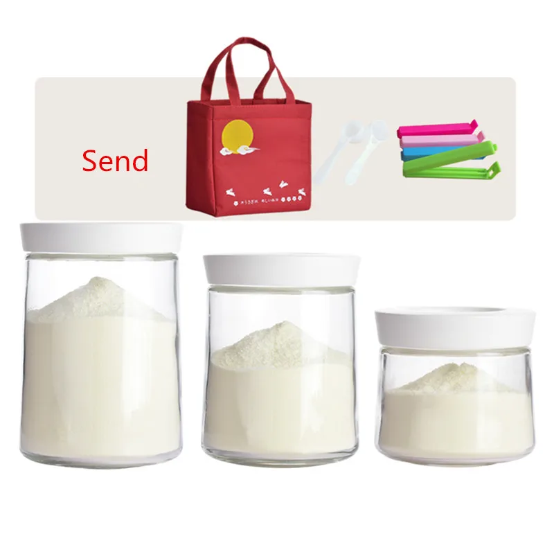 3 Pieces Japan baby milk powder cans glass sealed storagein Dinnerware