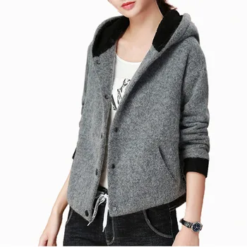 

XUXI 2019 New Women Short Parka Elegant Winter Jacket With Hood Clothes Of Thermal Wool Coat Outerwear Female Coating FZ571