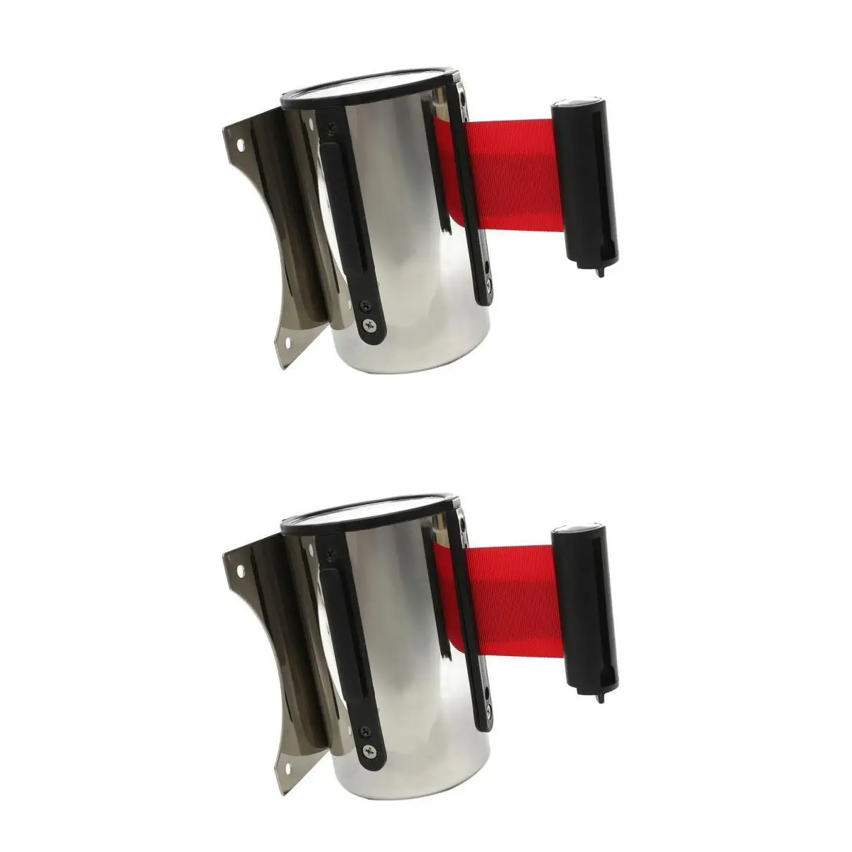 Stanchion Queue Barrier Wall Mount Crowd Control Retractable Ribbon 2+5m Red
