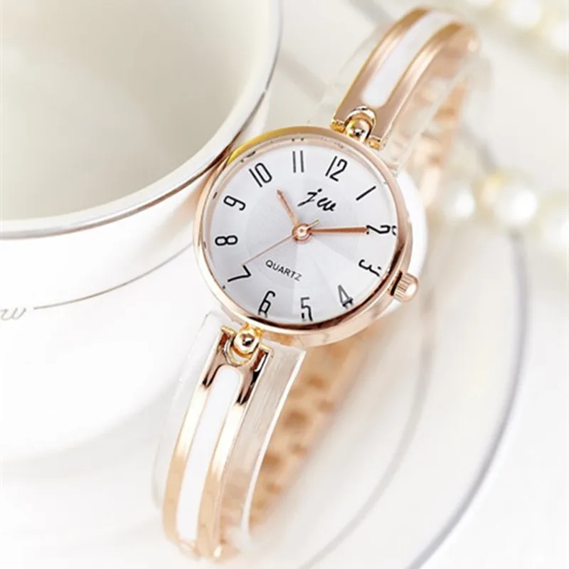 JW, Новое поступление, кварцевые часы для женщин, роскошный бренд, стразы, браслет, часы, Дамская мода, нержавеющая сталь, золотые наручные часы - Цвет: ROSE GOLD 5