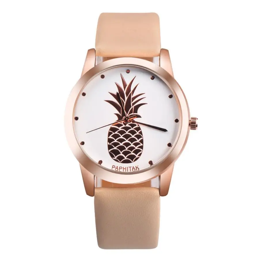 

Creative Womens Pineapple Faux Leather Analog Quartz Wrist Watch hot selling fruit pattern watches simple casual female bracelet