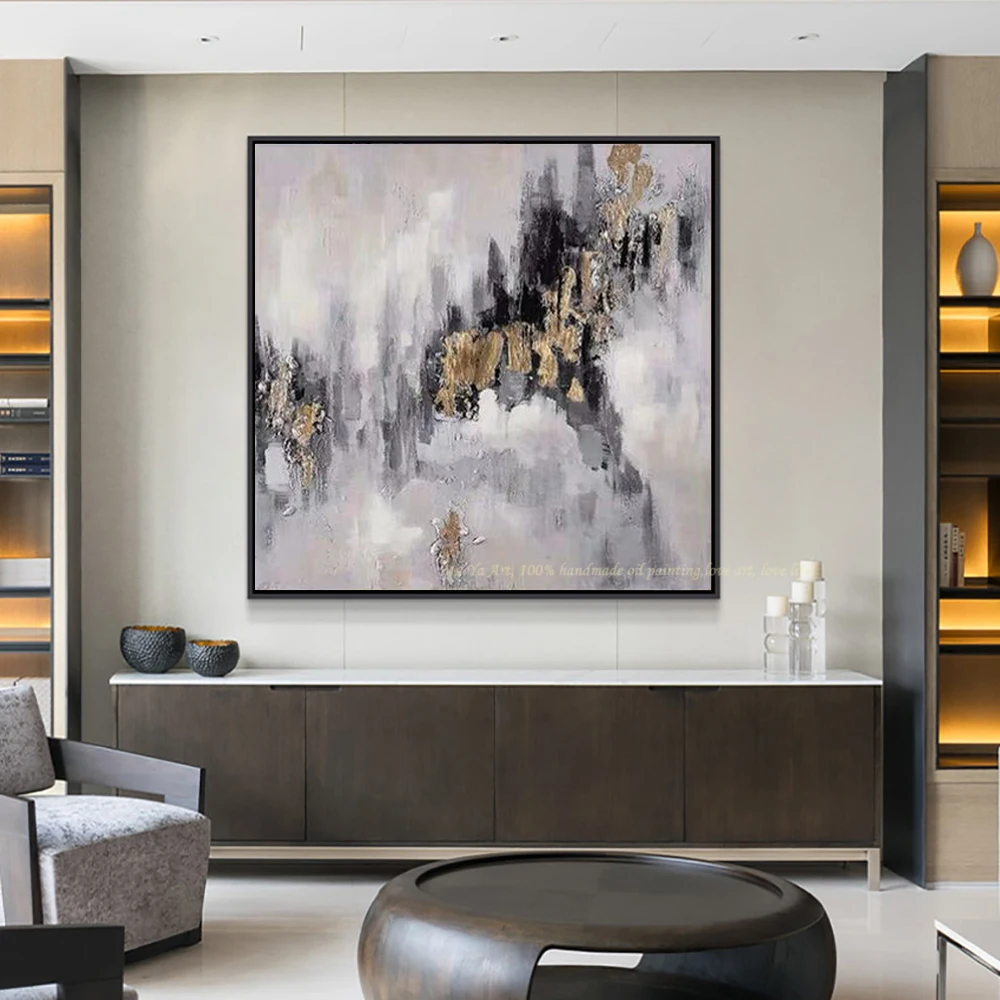 

Decorative gold hand painted oil painting on canvas handmade abstract modern wall pictures for living room laminas de cuadros