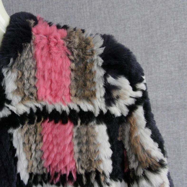 Multi Short Usine Réel Tricoté long Veste Gros Kfp884 Slae Outlet Lapin Fourrure Véritable Coloré Manteau Couleurs Chaude De C1q4Rf