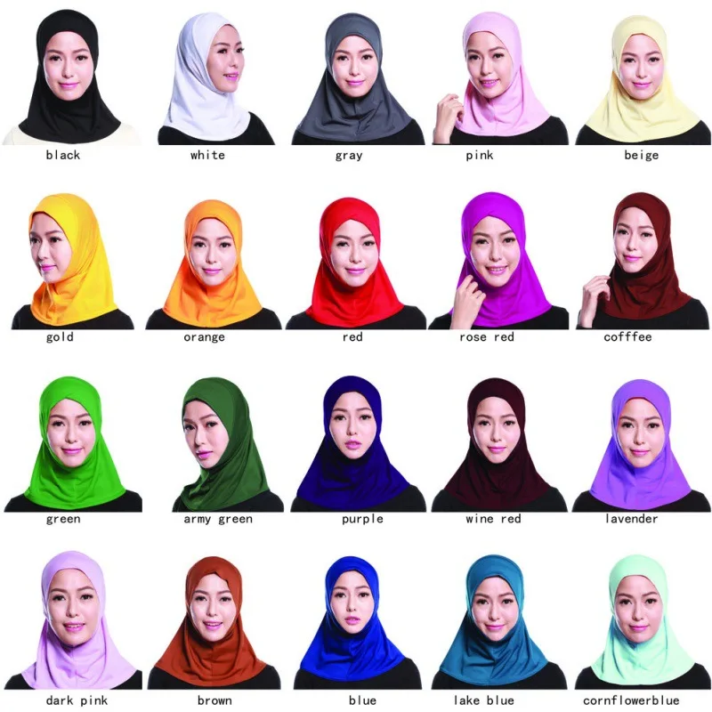 Женские однотонные хиджабы-шарфы, исламский шейный чехол, полное покрытие, внутренний хиджаб, шапка, женский головной убор, головной убор, мусульманский хиджаб