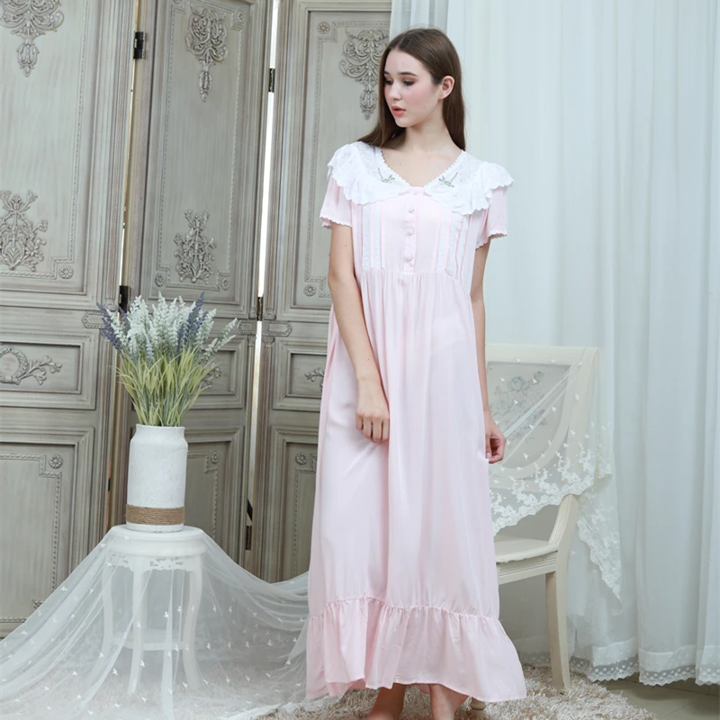 Aliexpress.com : Buy Short Sleeve Nightdress Long Nightgown Ankle ...