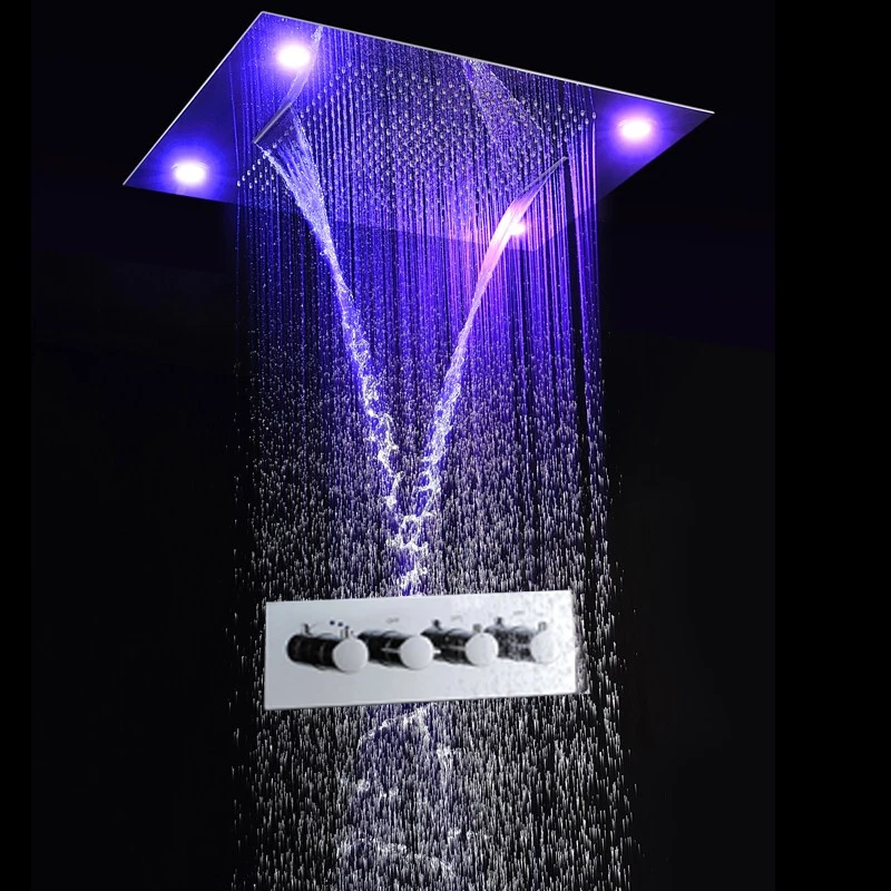 

Shower System Concealed Recessed Ceiling Multiple Functions Rainfall Waterfall Shower Head And Brass Shower Diverter