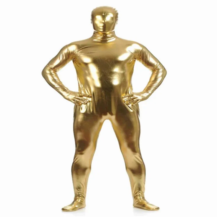 

(MZS024) Yellow Shiny Metallic Tights for classic halloween costumes Unisex original Fetish Zentai Suits