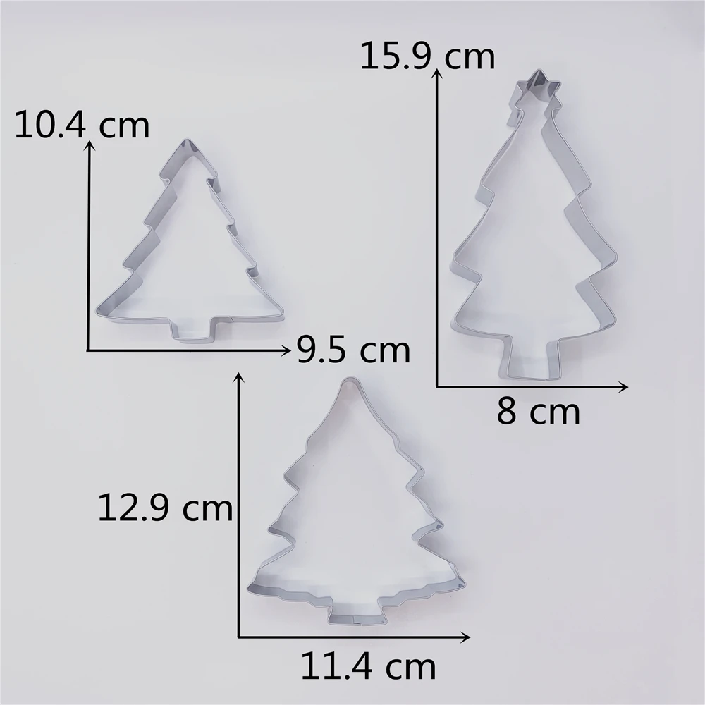 KENIAO Christmas Tree Cookie Cutter- 3 Various Size and Shap- Christmas Biscuit / Fondant / Pastry Cutter- Stainless Steel