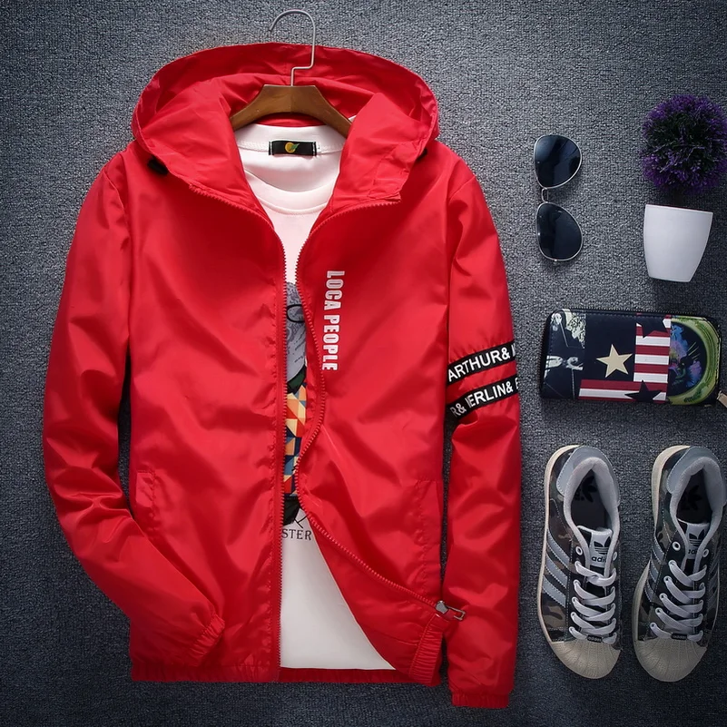 

Spring Autumn New Fashion Slim Fit Young Men Hooded Jacket Thin Jackets Brand Casual Windbreaker Top Quality 4 Colors S-4XL