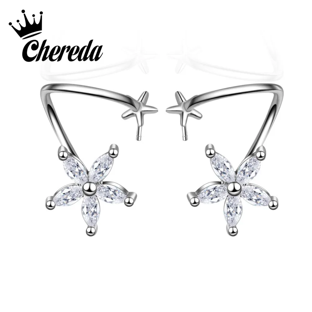 

Chereda 1pc Europe And The United States Fashion Retro Flower Crystal ar Clip Earrings Punk Temperament Without Ear