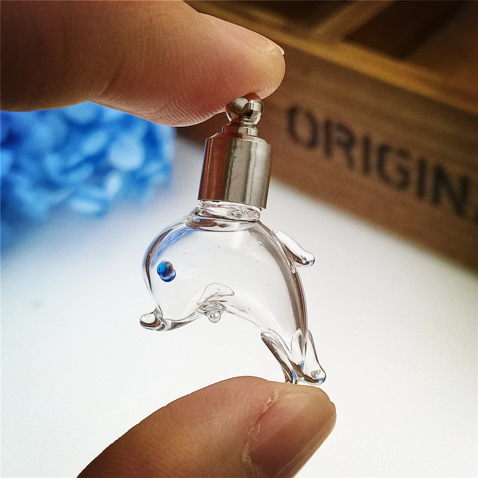 100 шт. стеклянные подвески в виде дельфина с винтовой крышкой|glass vial pendant|vial pendantglass