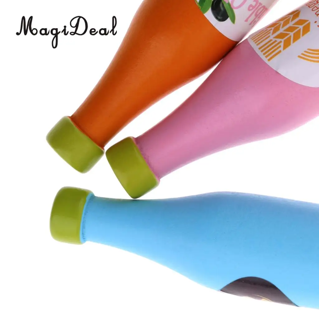 MagiDeal Colorful 3Pcs/Pack Wooden Seasoning Bottles for Children Thinking Ability Pretend Play Food Role Play Game Kitchen Toy 