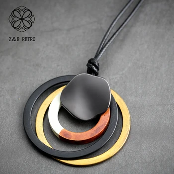 

Vintage Circle Pendants for Women Long Necklace Statement Suspension Jewellery Chokers necklaces & pendants Alloy Jewelry 2020