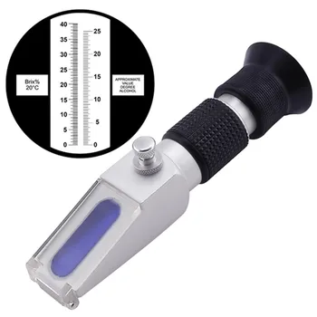

NEW DESIGN Portable Hand-held Grape Wine Alcohol Refractometer Brix 0-40% + Built-in ATC Compensation Range