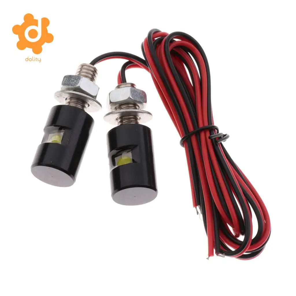 Baoblaze 2 Pieces White Motorcycle Screw SMD LED Bolt Lamp Car License Plate Light