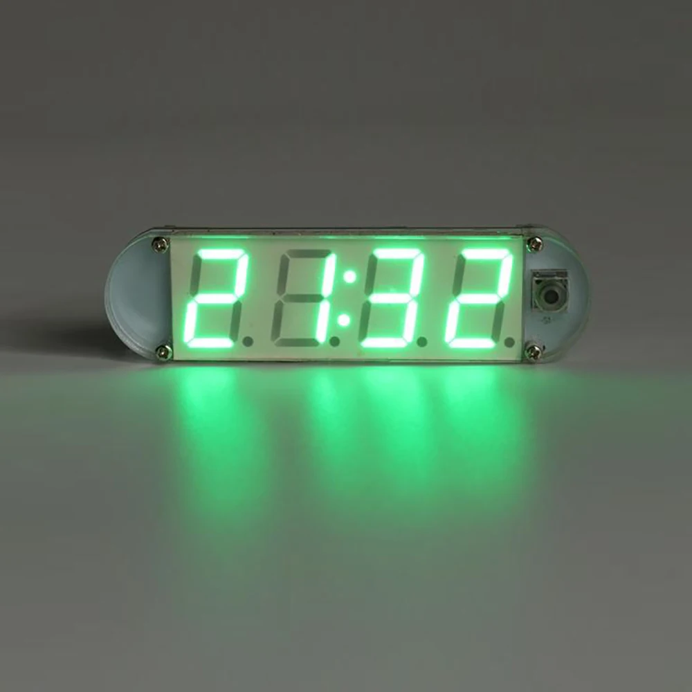 

Mini DIY 4-digit Digital LED Clock Kit with Transparent Case 12H/24H time Switchable through-hole kit with a low parts-count