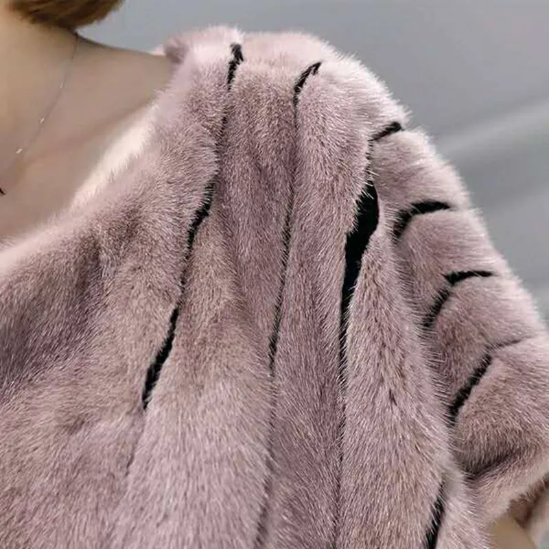 Flash Deal 2019 Winter outerwear mink fur coat short section mink coat bat sleeve shawl fox fur coat women