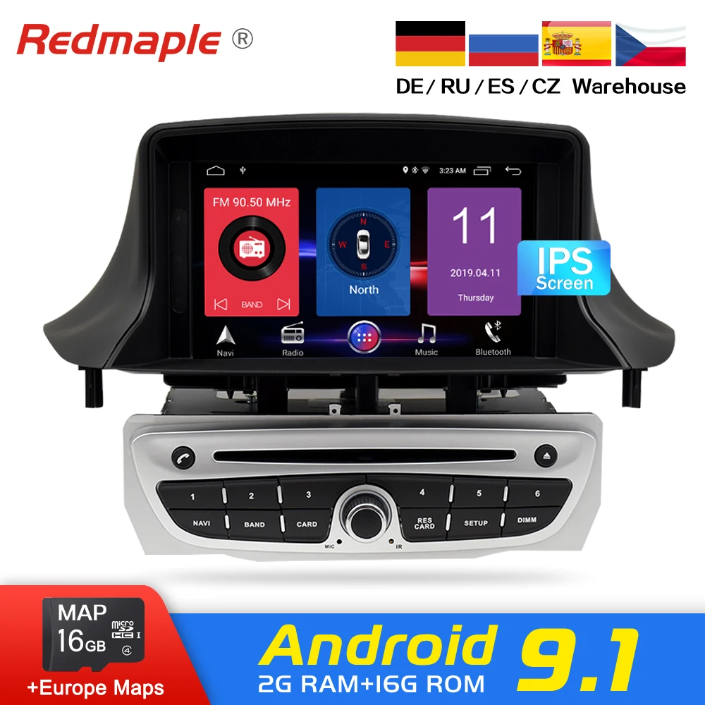 Ips Android 9,1/9,0 Авто радио gps Мультимедиа Стерео для Renault Megane 3 Fluence 2009- dvd-плеер навигация головное устройство