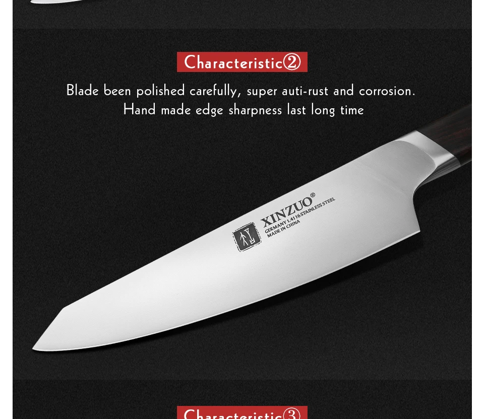 XINZUO 7 ''дюймовый нож Santoku кухонные ножи из нержавеющей стали бренд Din 1,4116 нож для нарезания шеф-повара нож с черной ручкой