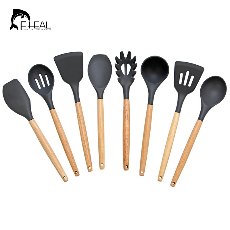 FHEAL 1pc Baking Cookware Set Silicone Cooking Gadgets Spatula Spoon Non-Stick Kitchen Utensils Cooking Tools