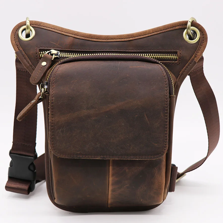 

Genuine Cow Leather Creative Leg Thigh Gun Pack Men Crossbody Shoulder Bag Men's Cell Phone Wallet Tool Kits Waist Packs