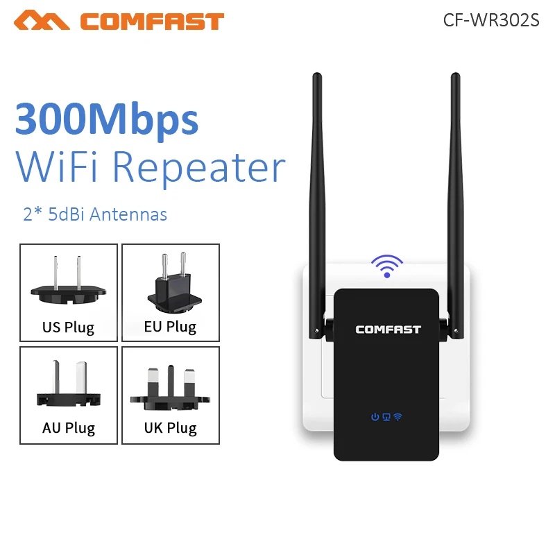 

Wireless Wifi Extender 300Mbps Wifi Repeater/Router 2.4Ghz Wifi Network Booster 2*5dbi Antenna long Range Wi-fi Signal Amplifier