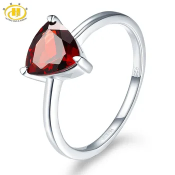 

Hutang Stone Jewelry Natural Gemstone Garnet Solid 925 Sterling Silver Wedding Ring Fine Fashion Jewelry For Women's Gift New