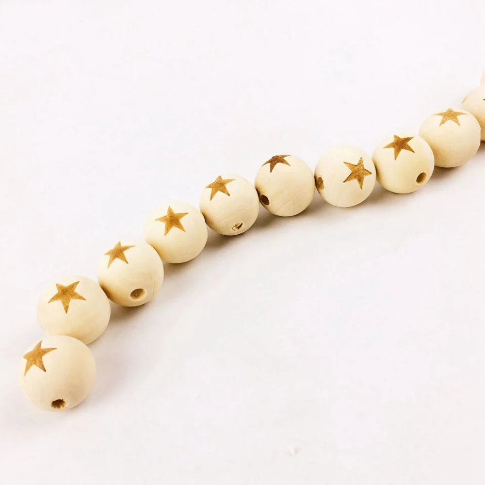 

Food Grade Wooden Teething Original Teething Wood 50PCS 20MM Star Shape Beads Child Toys DIY Crafts Accessories Nature Maple