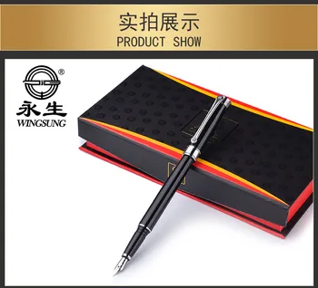 

high quality wingsung 555 black metal Fountain Pen fashion Office stationery 0.5mm nib calligraphy ink Pens for business gift
