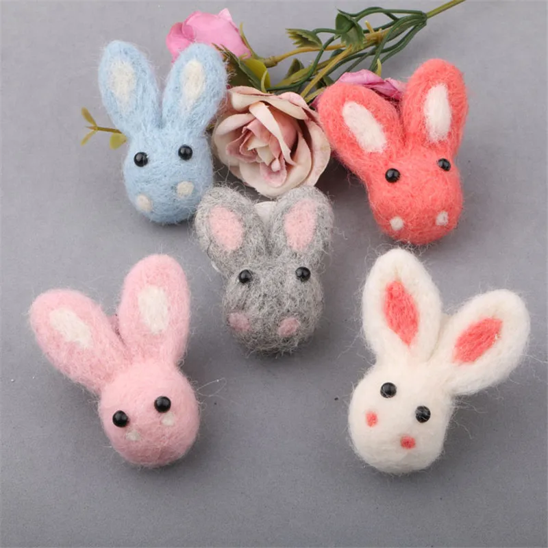 

handmade Wool Felt Kawaii Cute Animal Bunny Rabbit Bear Hat Bee Panda Dolls DIY Jewelry Findings Ornament Accessories Sticker