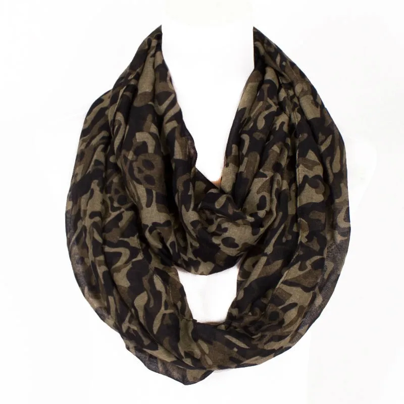 

3 Colors !2017 Fahsion Design Skull Print Ring Scarfs For Women Lightweight Polyester Winter Military Loop Lady Soft Warm