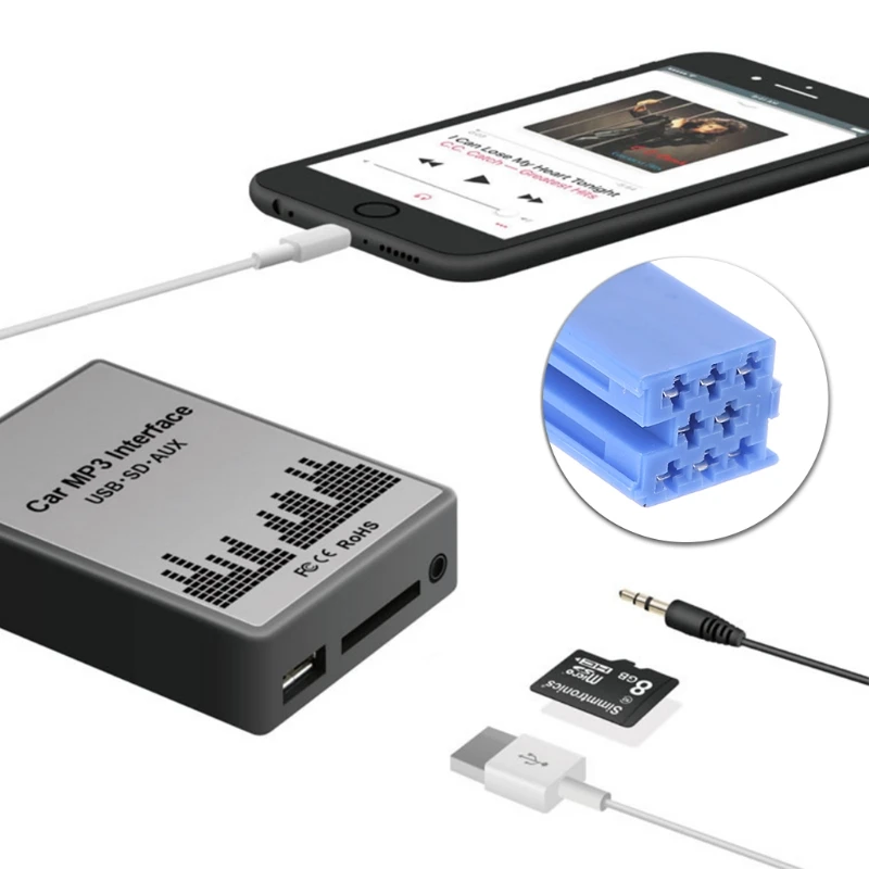 

OOTDTY USB SD AUX Car MP3 Music Radio Digital CD Changer Adapte For Renault 8pin Clio Avantime Master Modus Dayton Interface
