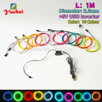 

2020 Hot DC-5V USB steady on driver 1M 10 colors available EL Wire Glowing Tube Flexible Neon Light Rope tape For Wedding Decor